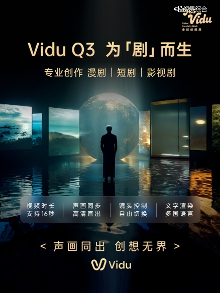 生数科技Vidu推出全球首个支持16秒音视频直出模型Q3